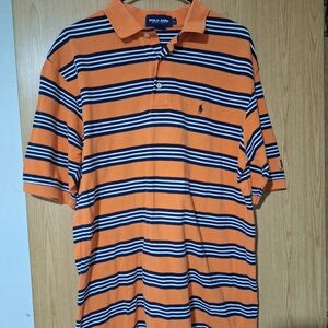 Ralph Lauren Orange & Navy Striped Polo Shirt
